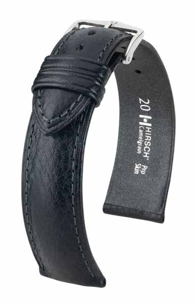 Hirsch Camelgrain nahkaranneke musta L 22 mm