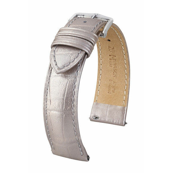 Hirsch Duke Metallic nahkaranneke hopea M

