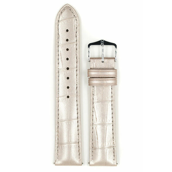 Hirsch Duke Metallic nahkaranneke hopea M
