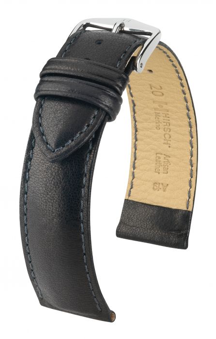 Hirsch Merino Artisan nahkaranneke musta L 18 mm