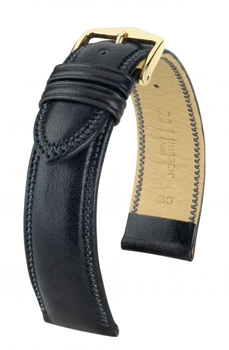 Hirsch Ascot nahkaranneke musta L 18 mm