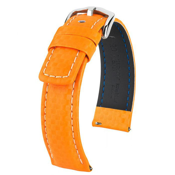 Hirsch Carbon nahkaranneke oranssi L 