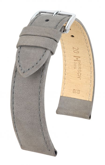 Hirsch Osiris nahkaranneke harmaa L 22 mm