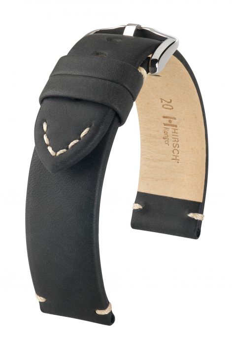 Hirsch Ranger nahkaranneke musta L 18 mm