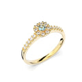 Festive Jasmin akvamariini-timanttisormus 0,18 ct keltakulta