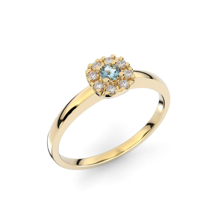 Festive Jasmin akvamariini-timanttisormus 0,08 ct 