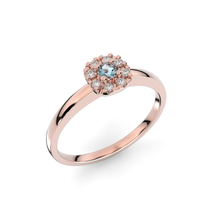 Festive Jasmin akvamariini-timanttisormus 0,08 ct 