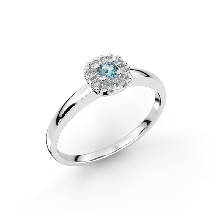 Festive Jasmin akvamariini-timanttisormus 0,08 ct 