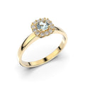 Festive Janette Akvamariini Timanttisormus 0,12 ct keltakulta