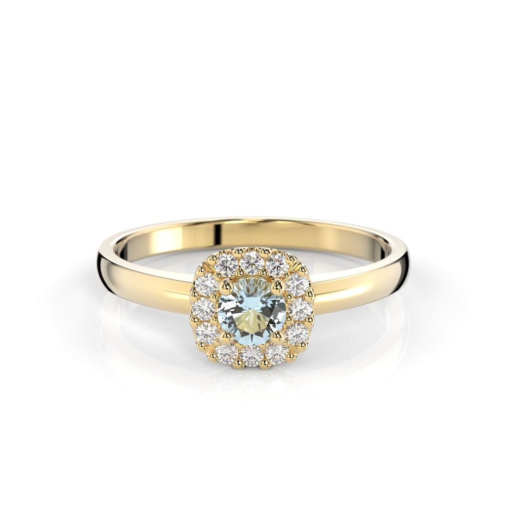 Festive Janette Akvamariini Timanttisormus 0,12 ct keltakulta
