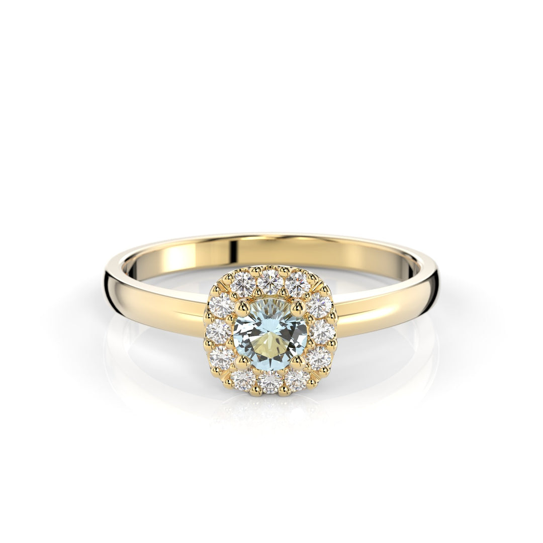 Festive Janette Akvamariini Timanttisormus 0,12 ct keltakulta