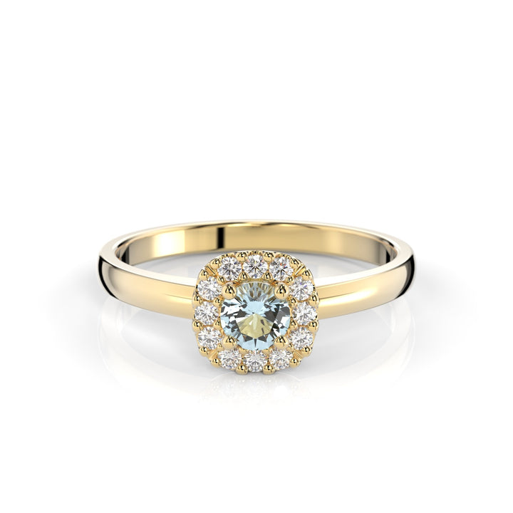 Festive Janette Akvamariini Timanttisormus 0,12 ct keltakulta