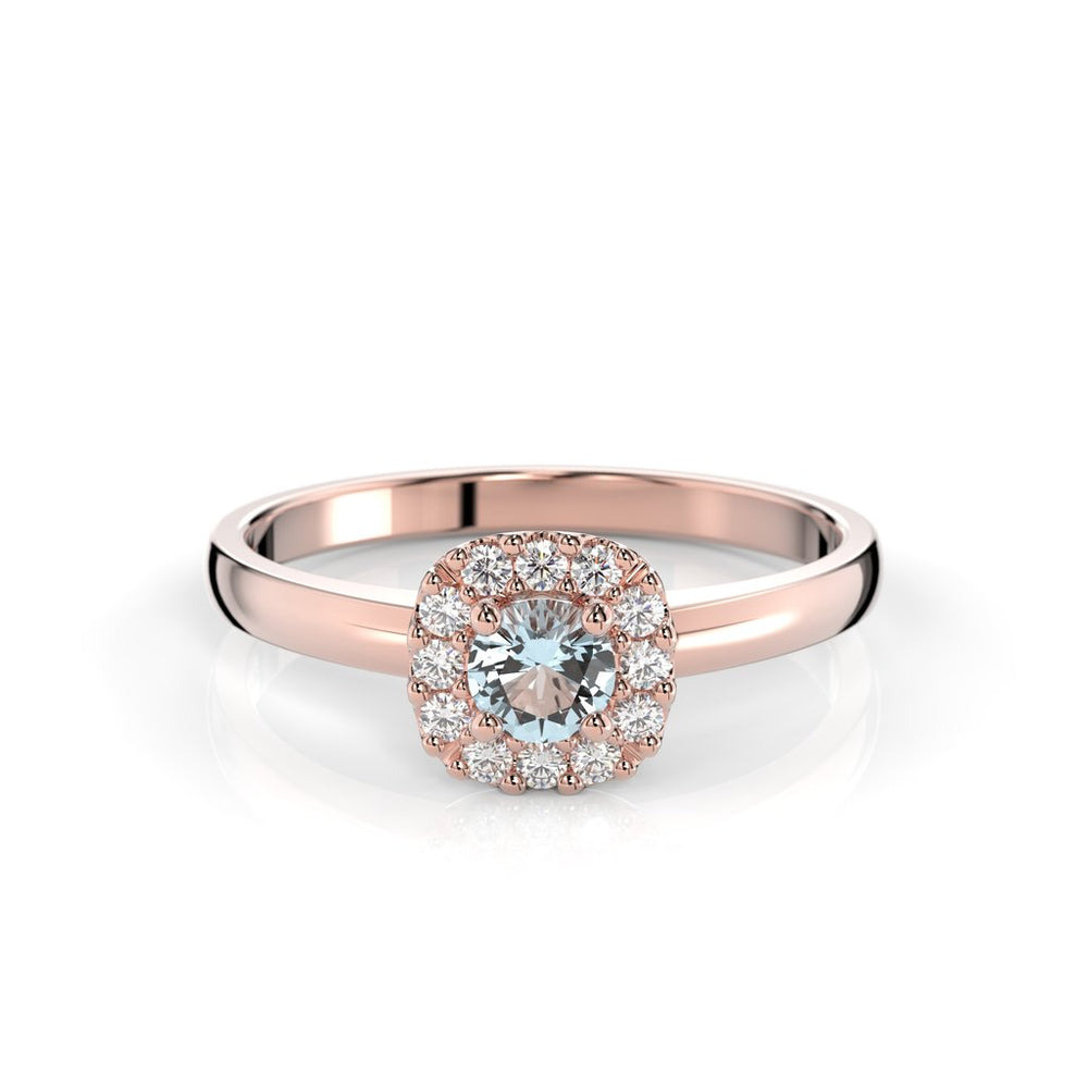 Festive Janette Akvamariini Timanttisormus 0,12 ct punakulta