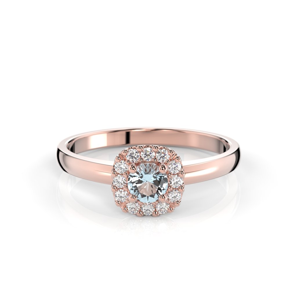 Festive Janette Akvamariini Timanttisormus 0,12 ct punakulta