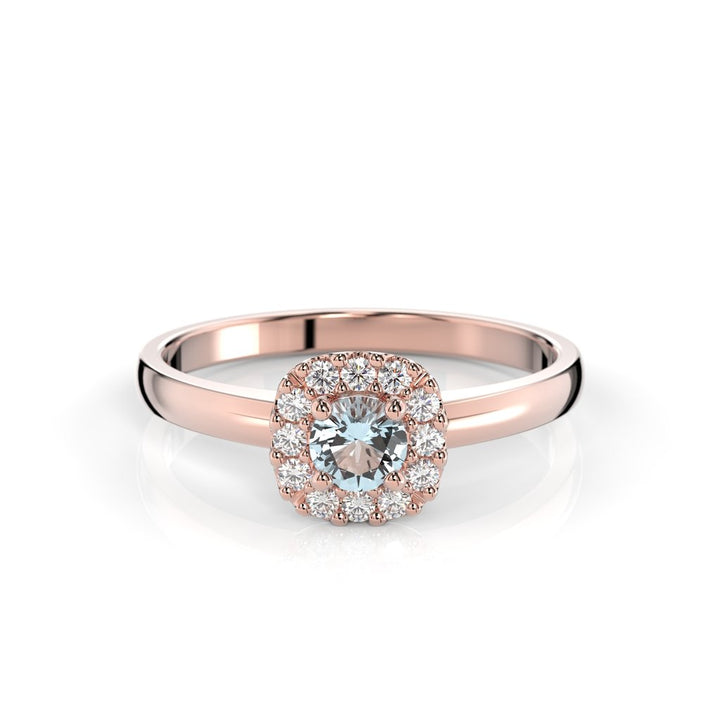 Festive Janette Akvamariini Timanttisormus 0,12 ct punakulta