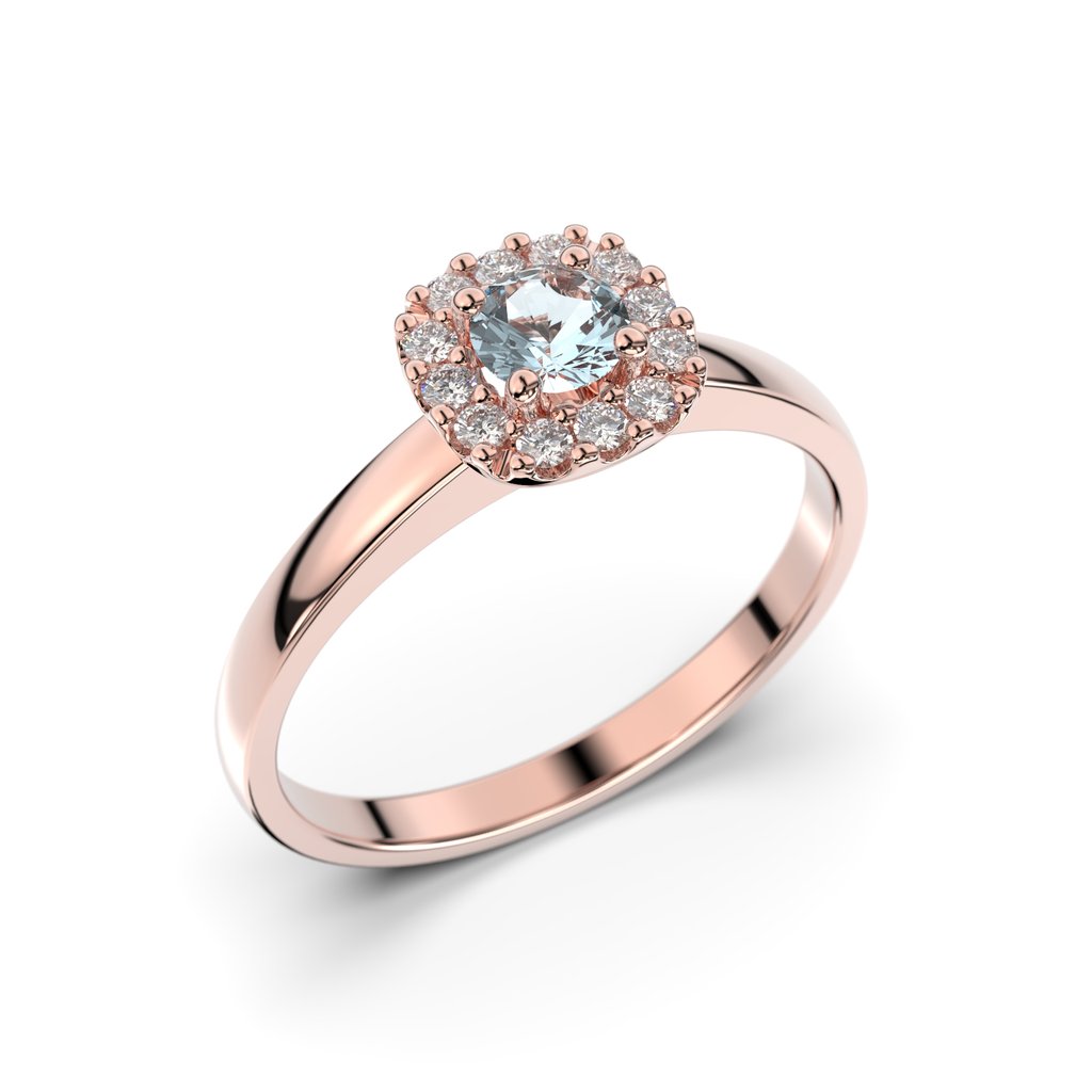 Festive Janette Akvamariini Timanttisormus 0,12 ct punakulta