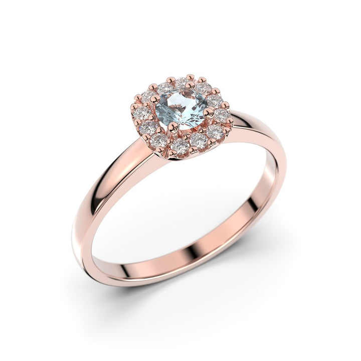 Festive Janette Akvamariini Timanttisormus 0,12 ct punakulta