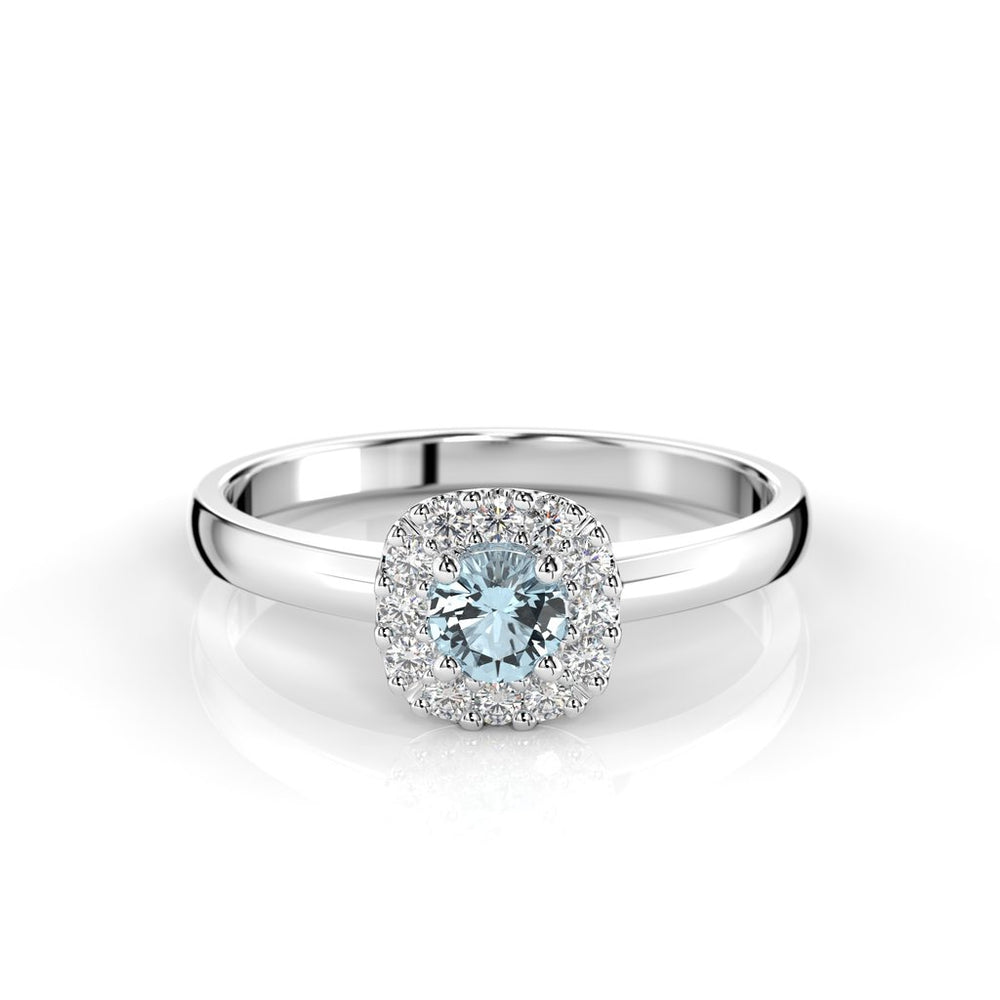 Festive Janette Akvamariini Timanttisormus 0,12 ct valkokulta