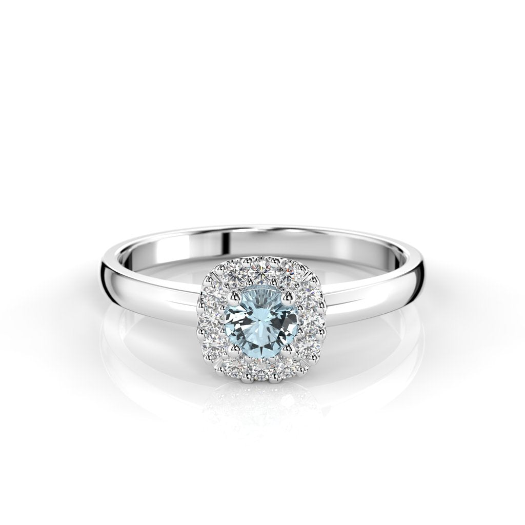 Festive Janette Akvamariini Timanttisormus 0,12 ct valkokulta