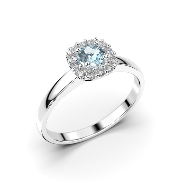 Festive Janette Akvamariini Timanttisormus 0,12 ct valkokulta