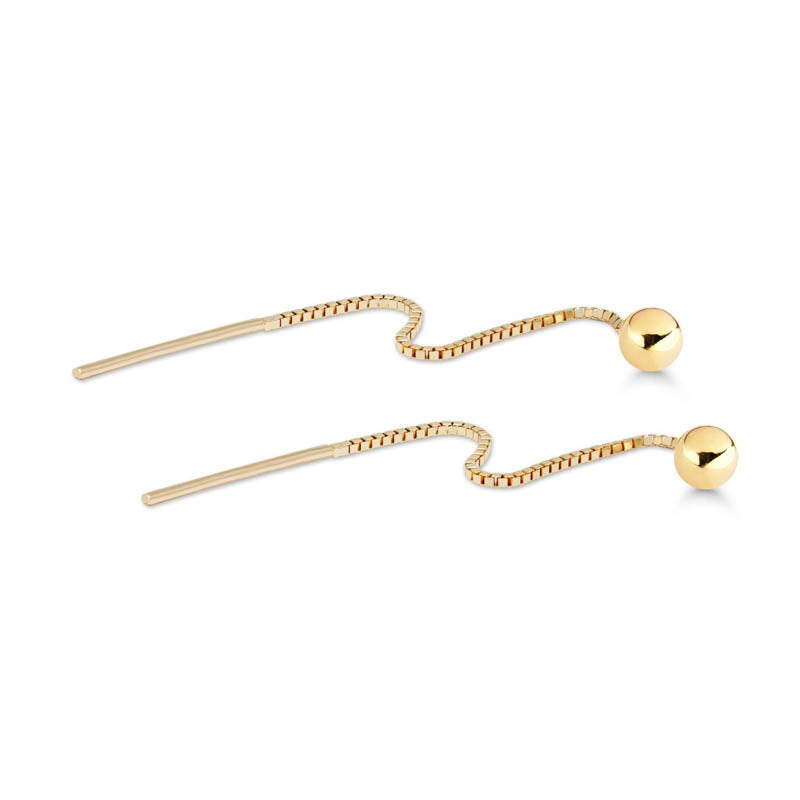 Kultakorvakorut Pallo 4 mm ketjuilla