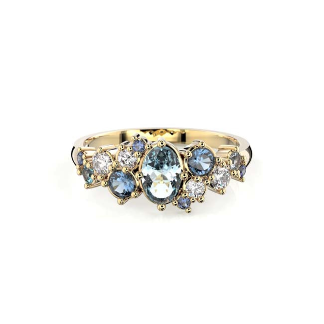 Festive Natasha Blue timanttisormus keltakulta 0,16 ct