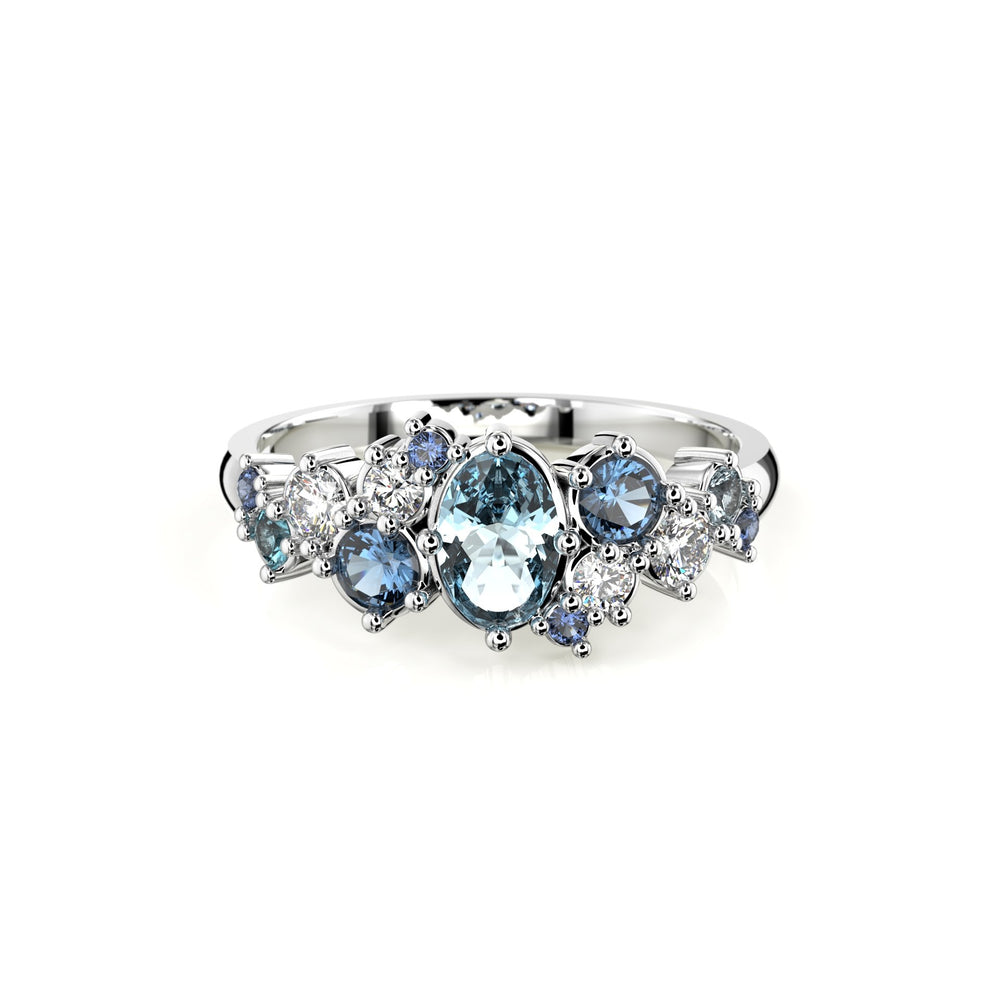 Festive Natasha Blue timanttisormus valkokulta 0,16 ct