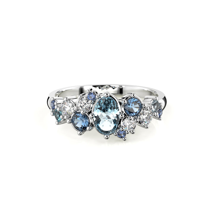 Festive Natasha Blue timanttisormus valkokulta 0,16 ct
