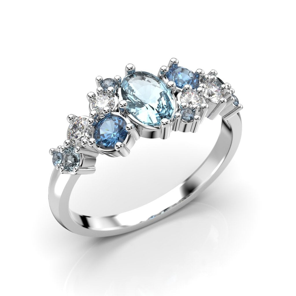 Festive Natasha Blue timanttisormus valkokulta 0,16 ct