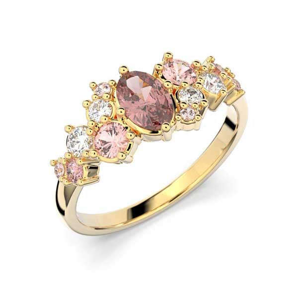 Festive Natasha Pink Timanttivärikivisormus 0,16 ct keltakulta