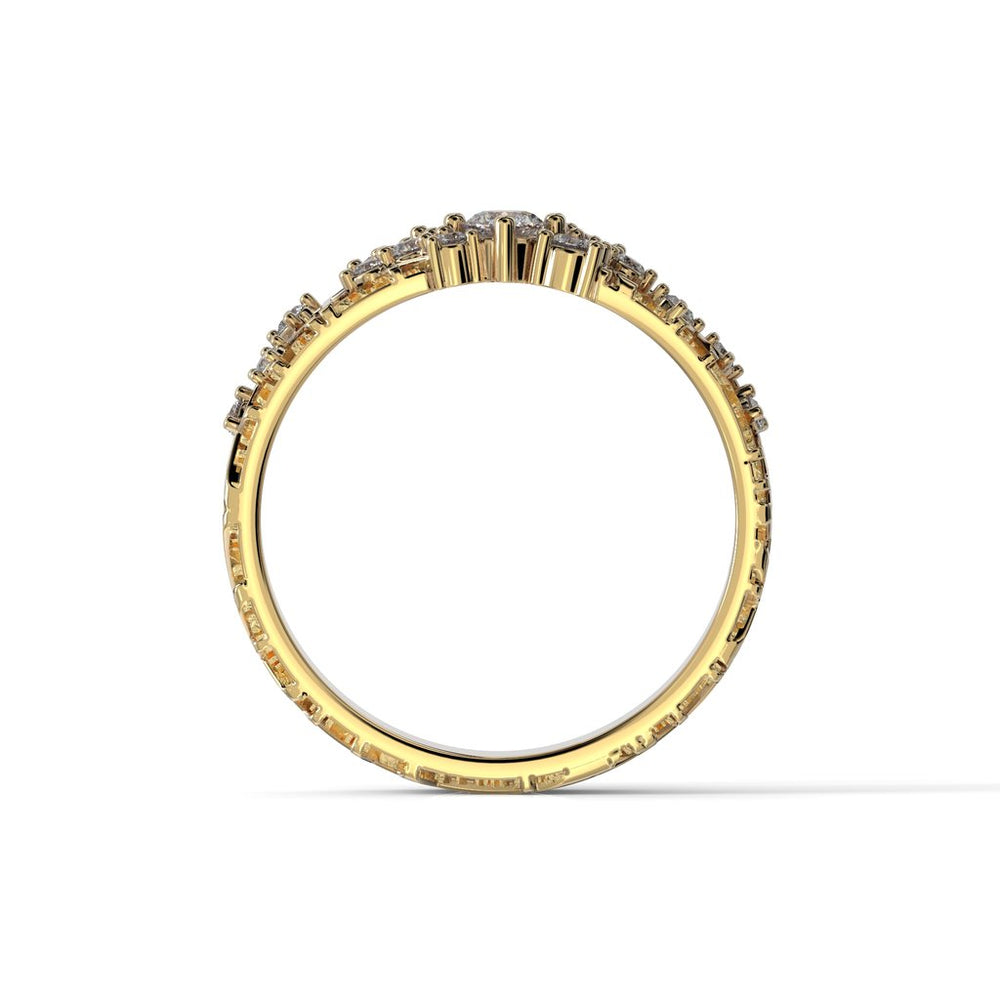 Festive Routa Rakka Timanttisormus 0,33 ct keltakulta sormuksen runko sivulta kuvattuna