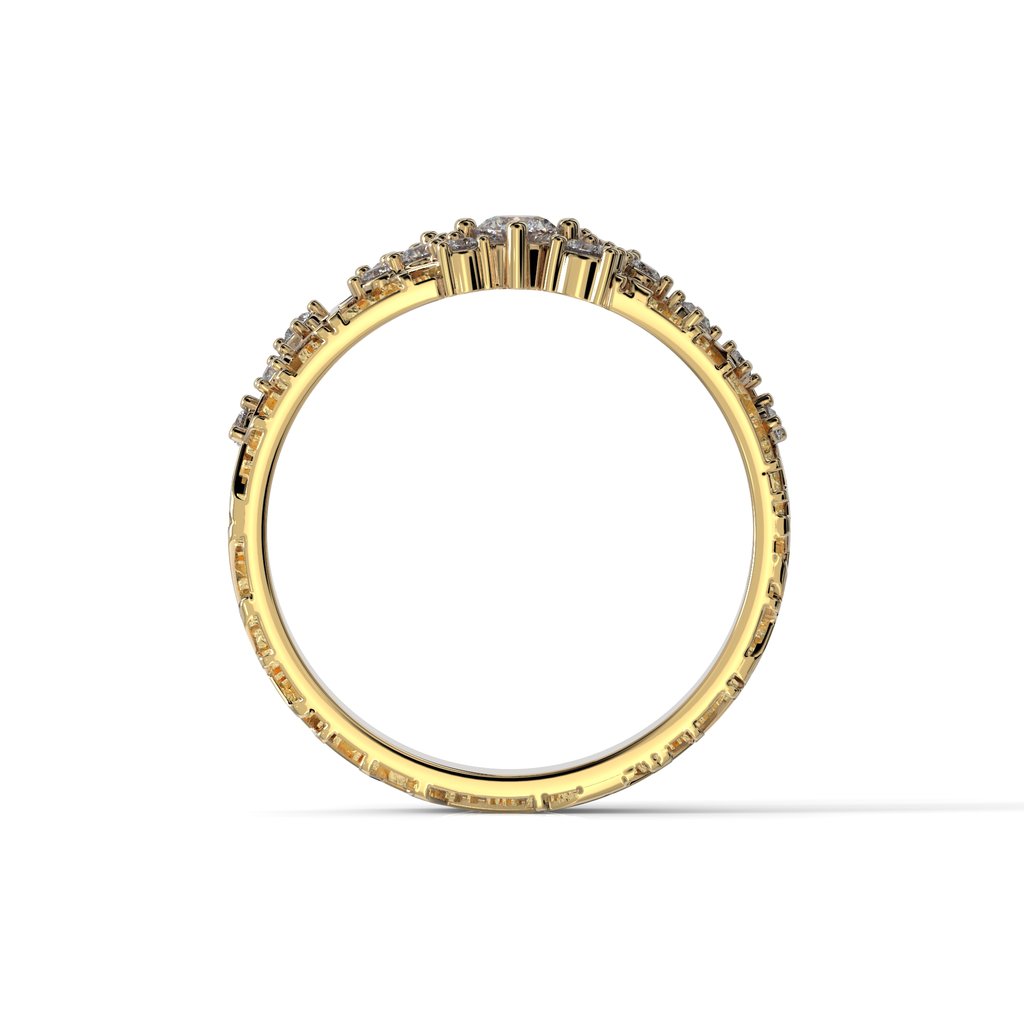 Festive Routa Rakka Timanttisormus 0,33 ct keltakulta sormuksen runko sivulta kuvattuna