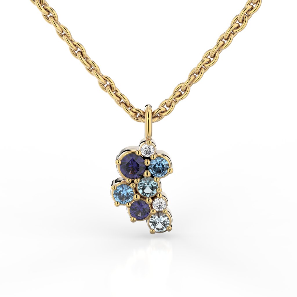 Festive Timanttiriipus Nelly Blue 0,02 ct Keltakulta 14K