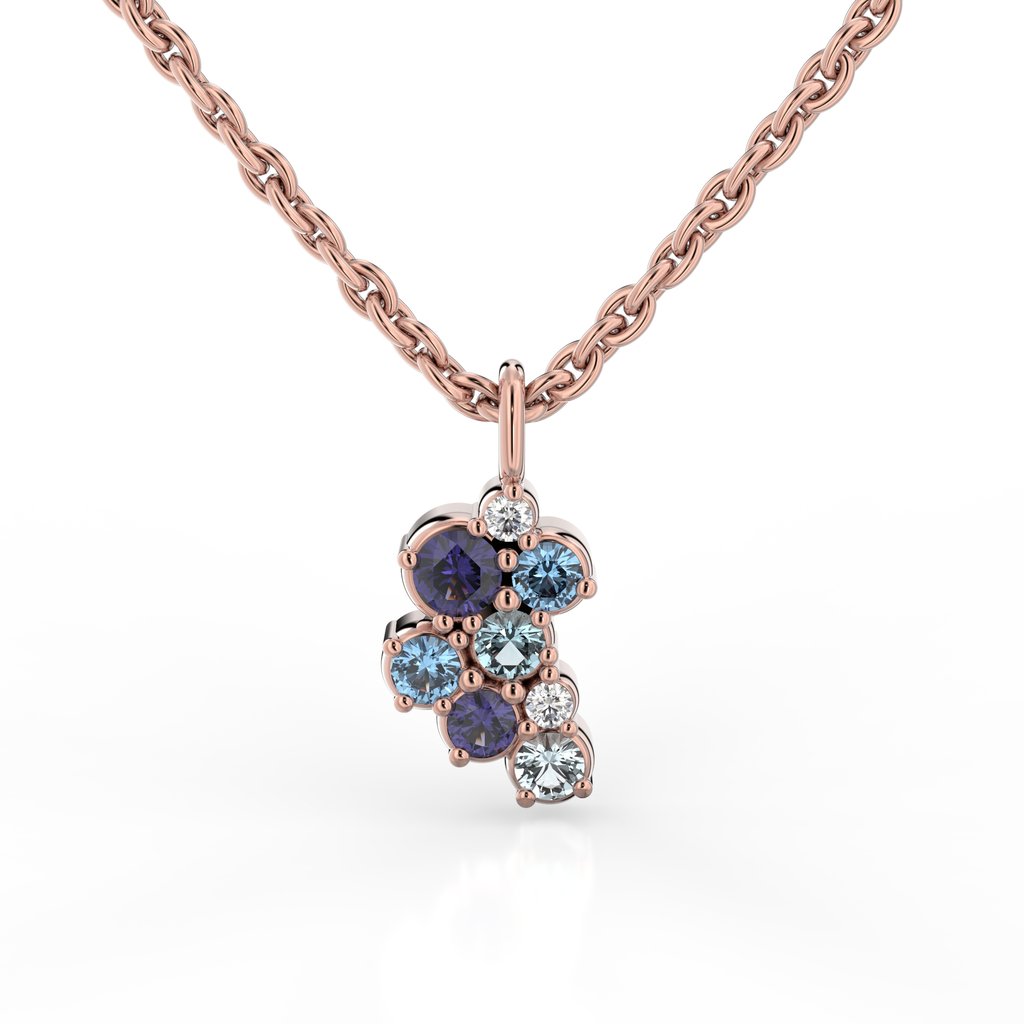 Festive Timanttiriipus Nelly Blue 0,02 ct Punakulta 14K