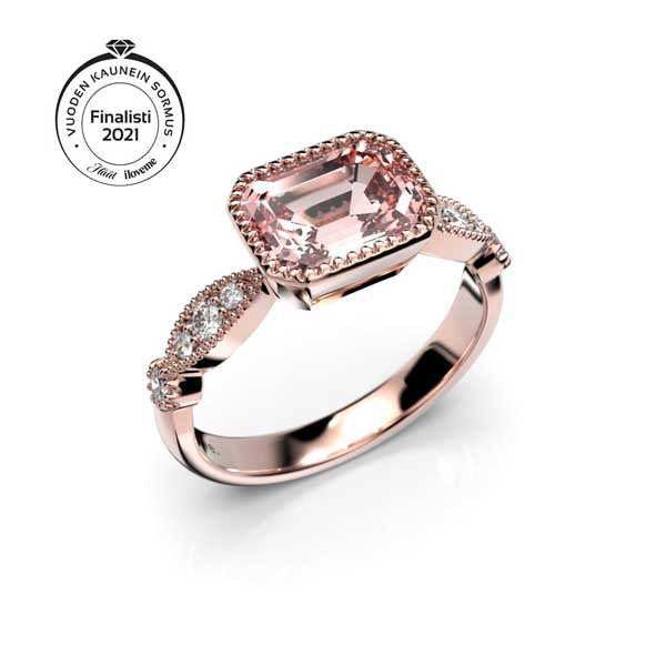 Festive Rosette Timanttimorganiittisormus 0,16 ct punakulta