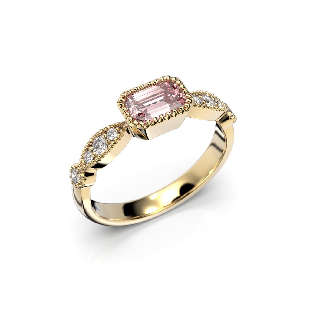 Festive Rosette Petite Timanttimorganiittisormus 0,16 ct keltakulta