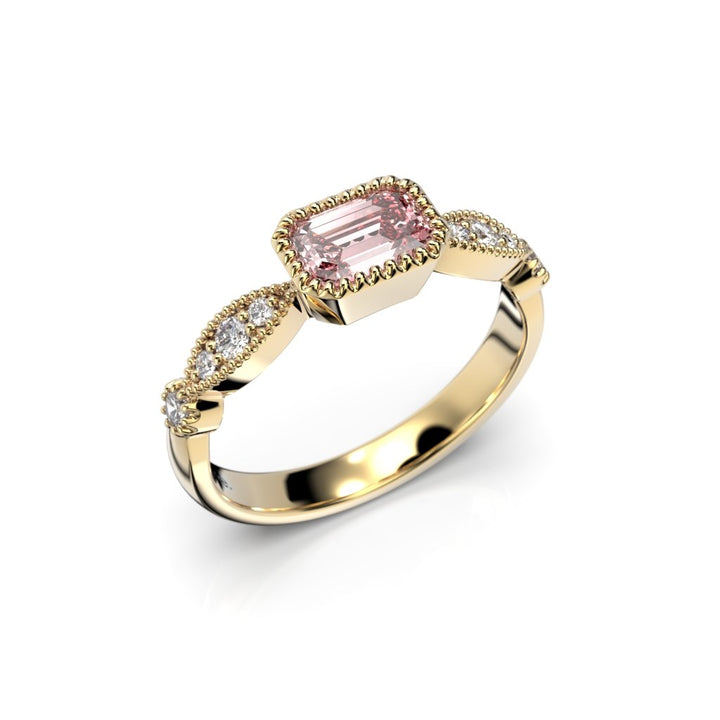 Festive Rosette Petite Timanttimorganiittisormus 0,16 ct keltakulta