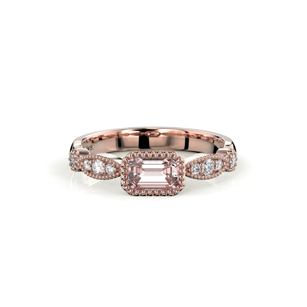 Festive Rosette Petite Timanttimorganiittisormus 0,16 ct punakulta