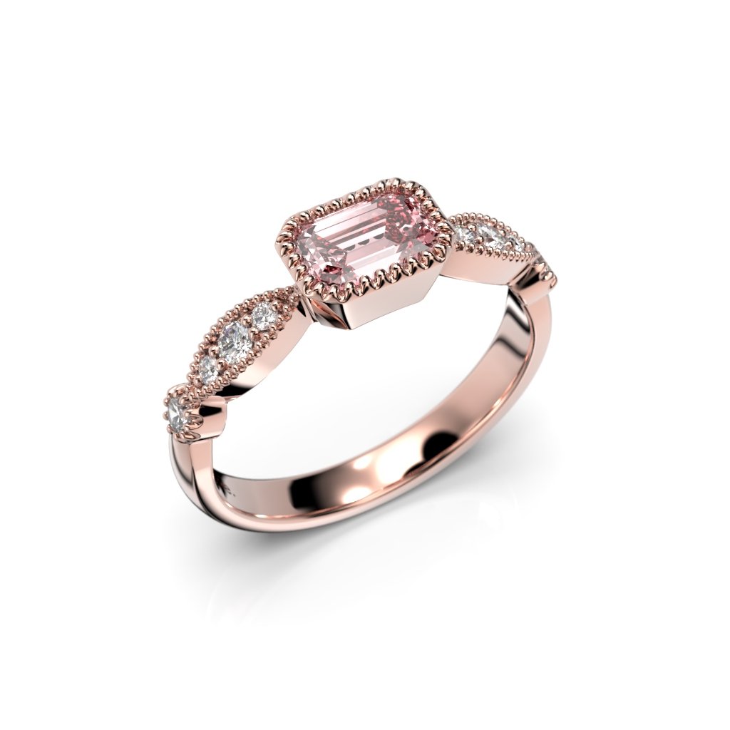 Festive Rosette Petite Timanttimorganiittisormus 0,16 ct punakulta