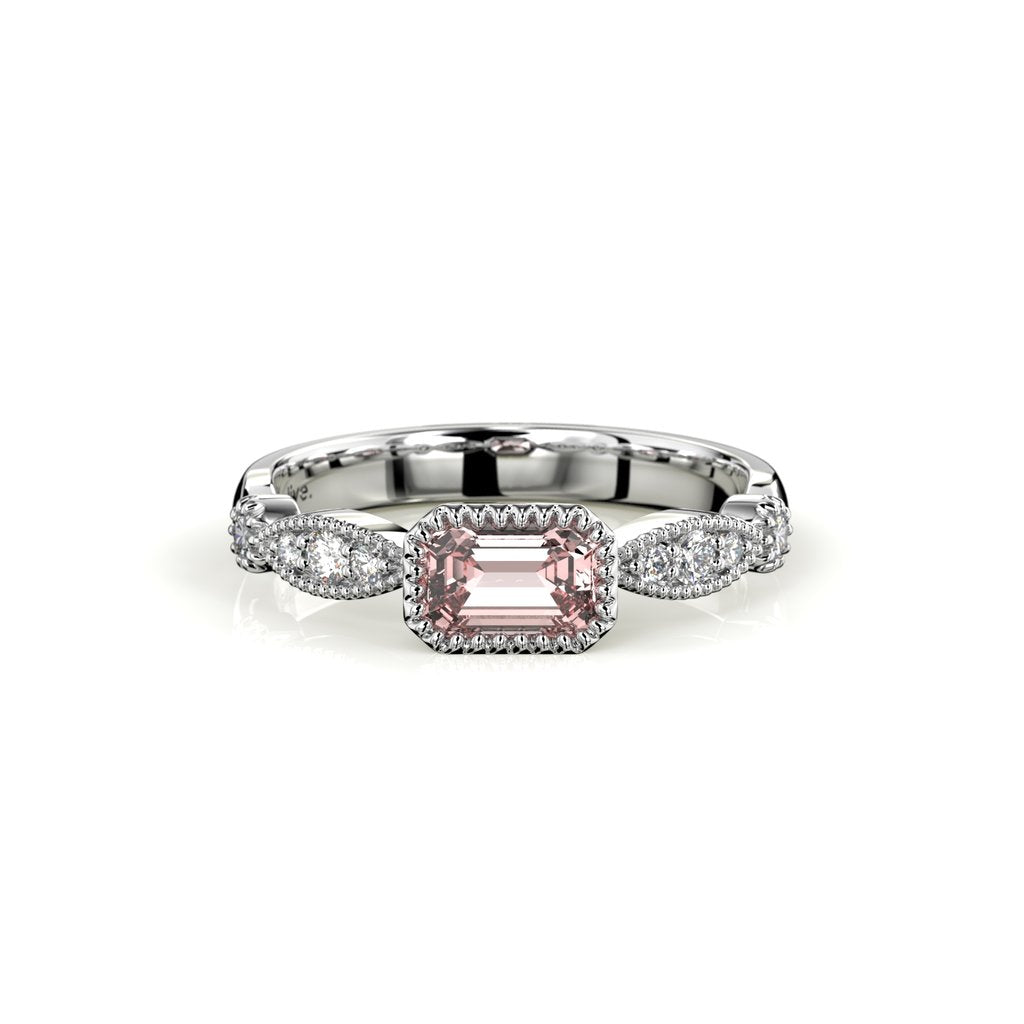 Festive Rosette Petite Timanttimorganiittisormus 0,16 ct valkokulta