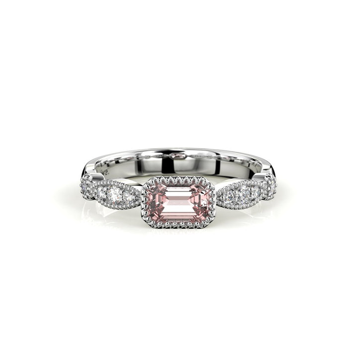 Festive Rosette Petite Timanttimorganiittisormus 0,16 ct valkokulta