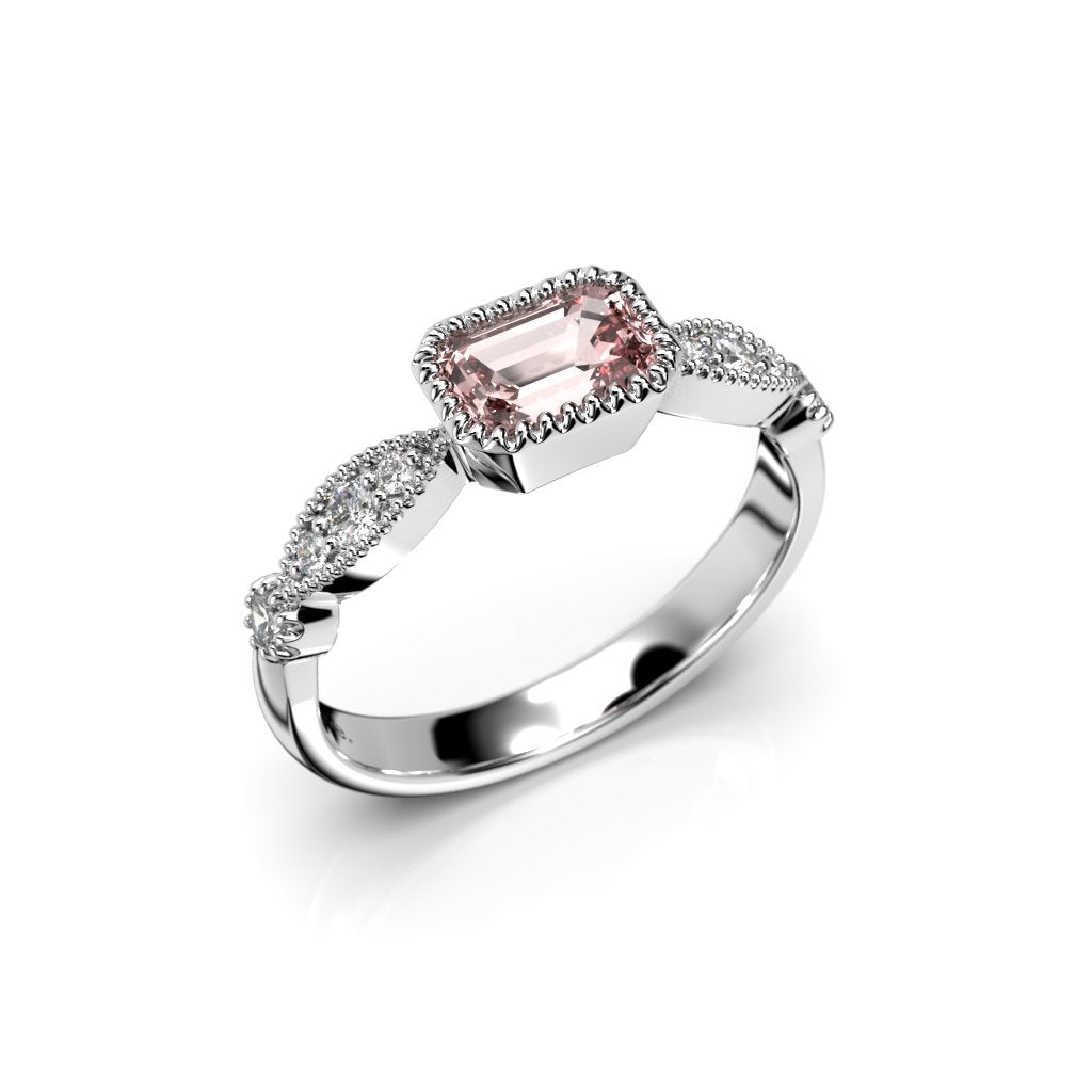 Festive Rosette Petite Timanttimorganiittisormus 0,16 ct valkokulta