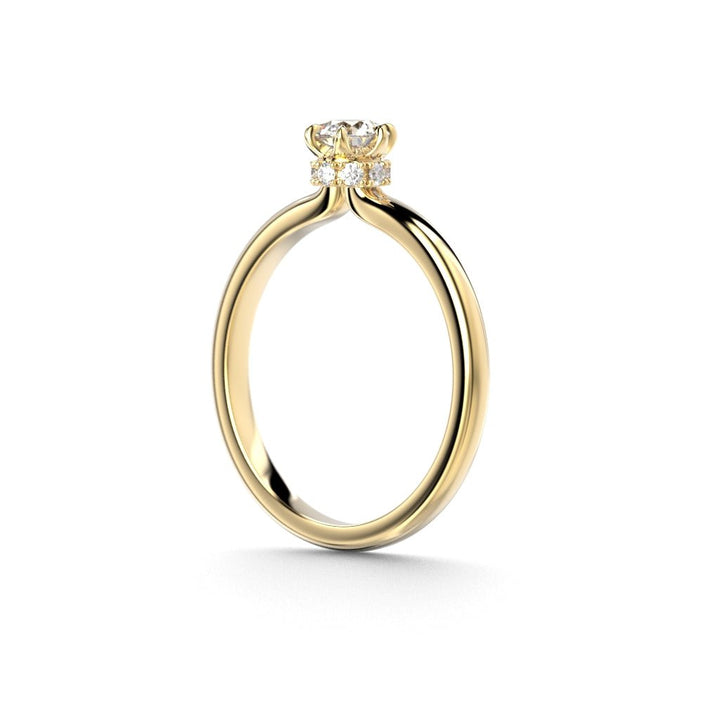 Festive Heidi Hidden Halo 0,38 ct timanttisormus keltakulta, sivukuva