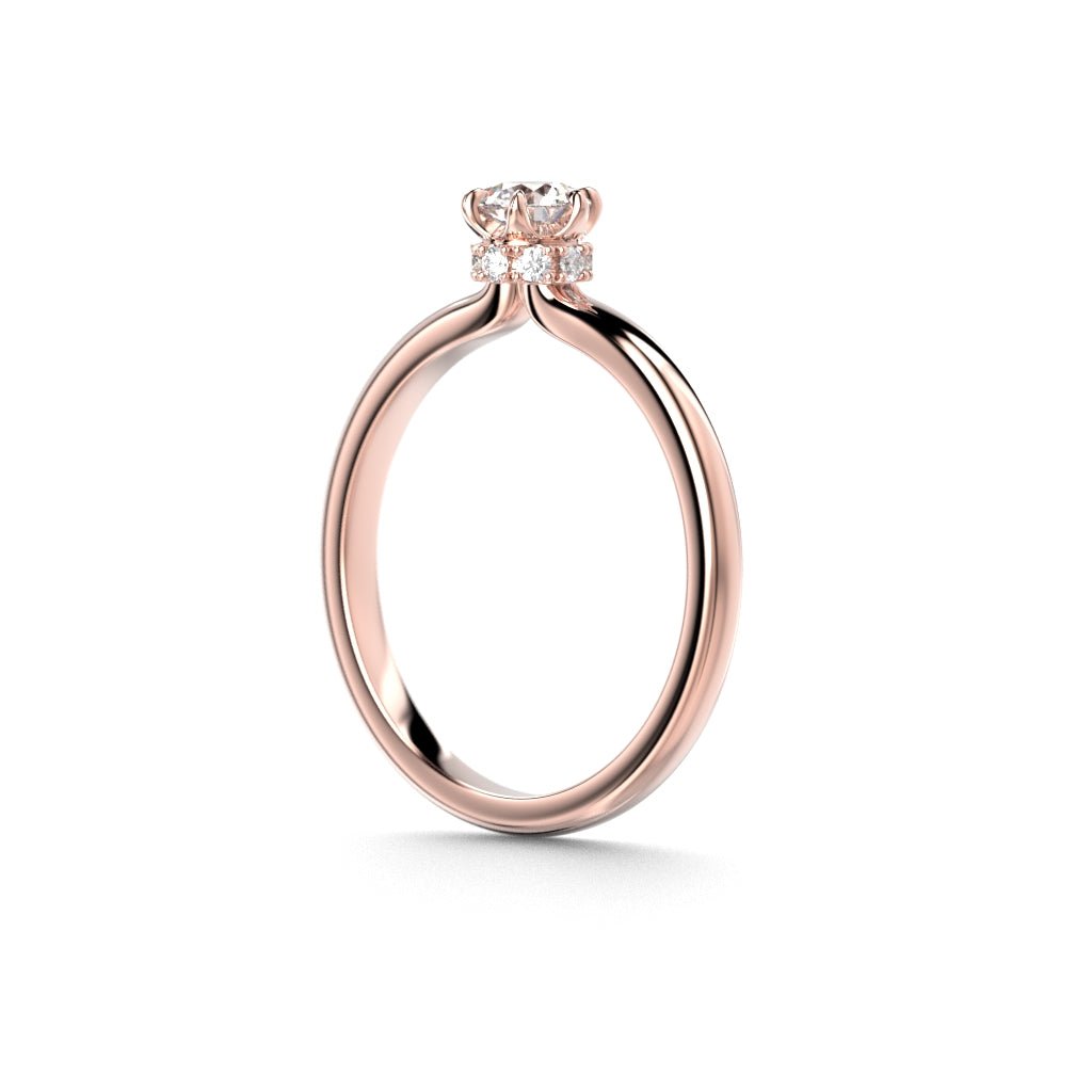 Festive Heidi Hidden Halo 0,38 ct timanttisormus punakulta, sivukuva