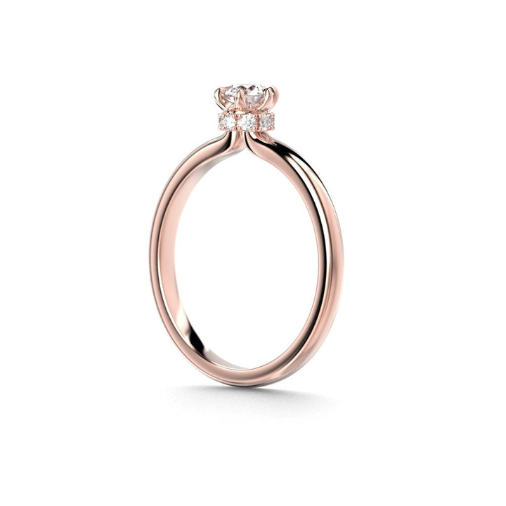 Festive Heidi Hidden Halo 0,38 ct timanttisormus punakulta, sivukuva