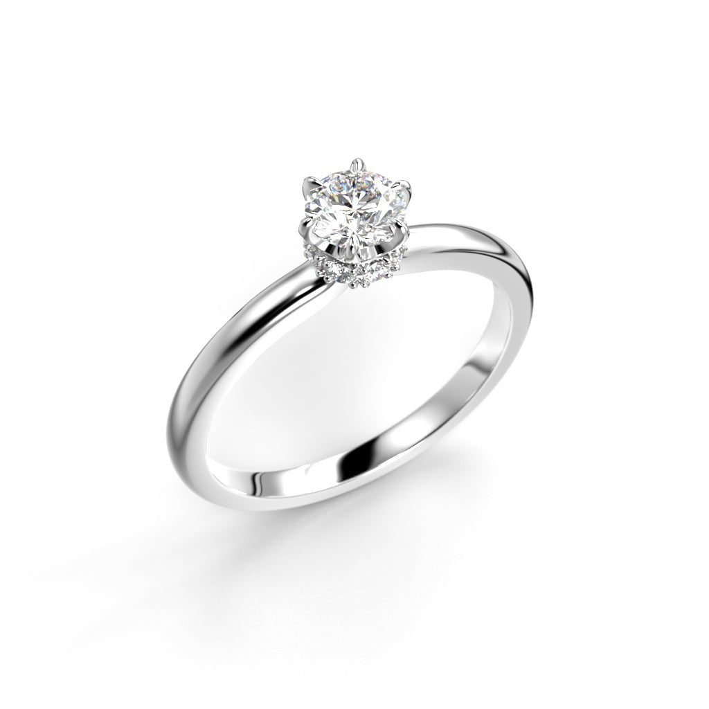 Festive Heidi Hidden Halo 0,38 ct timanttisormus valkokulta, viistokuva