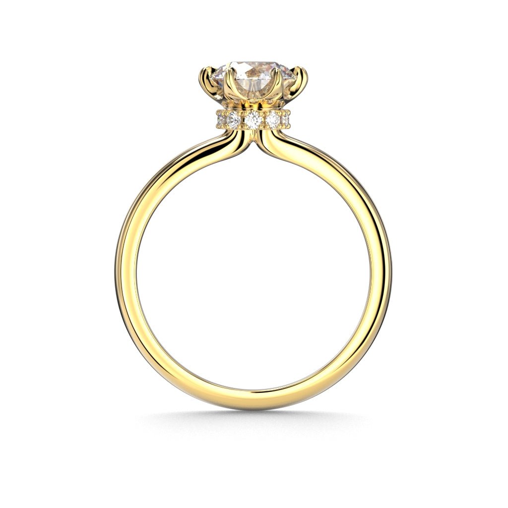 Festive Heidi Hidden Halo 1,10 ct timanttisormus keltakulta, sivukuva