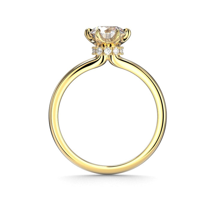 Festive Heidi Hidden Halo 1,10 ct timanttisormus keltakulta, sivukuva