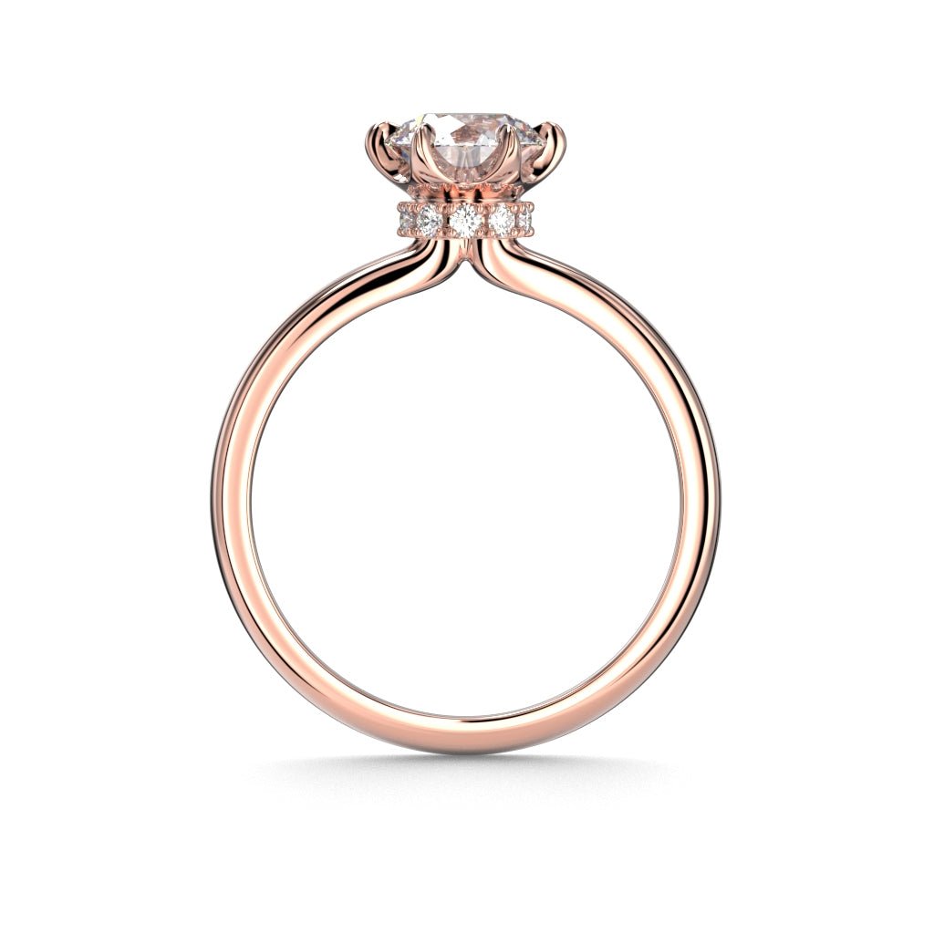 Festive Heidi Hidden Halo 1,10 ct timanttisormus punakulta, sivukuva