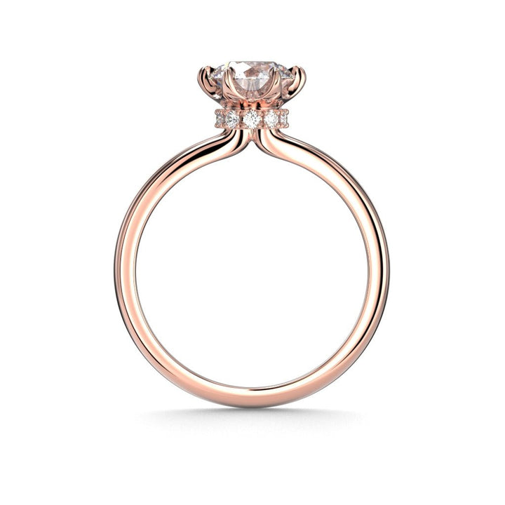 Festive Heidi Hidden Halo 1,10 ct timanttisormus punakulta, sivukuva